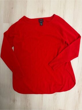 Halogen Red Cashmere BlendCrewneck Lightweight Knit Sweater